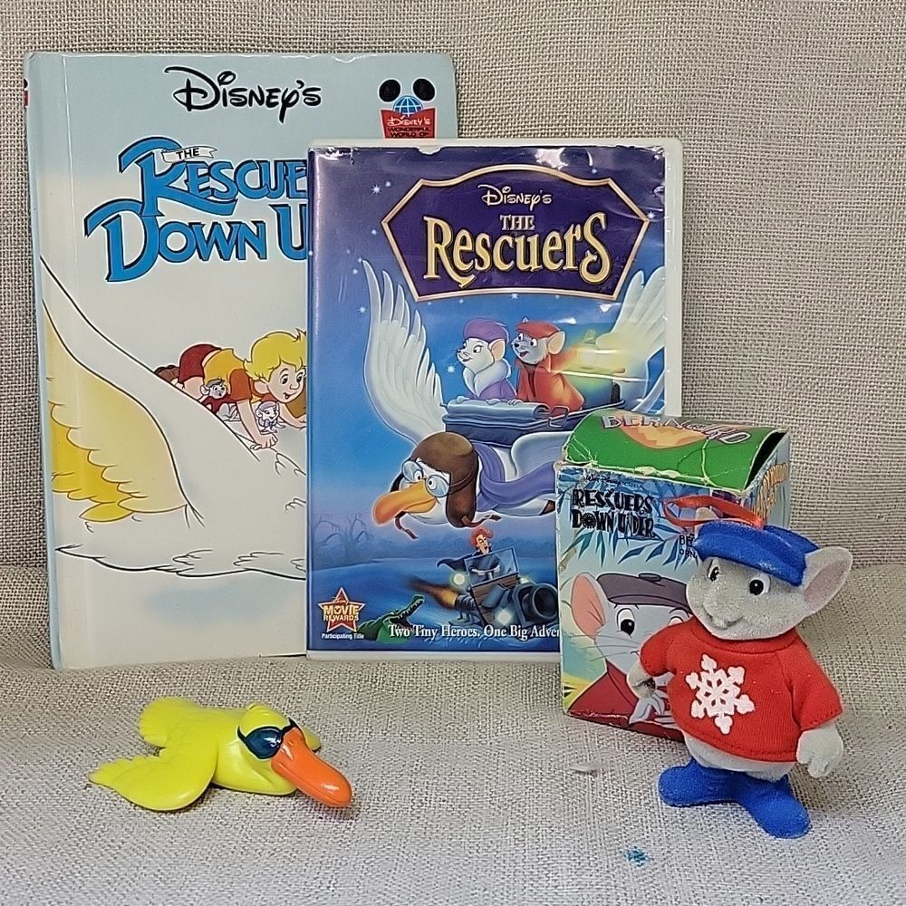 Rescuers Down Under by Disney book,Dvd, Bernard Chritmas ornament